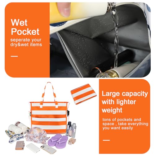 Extra Large Waterproof Beach Tote with Wet Compartment L30712