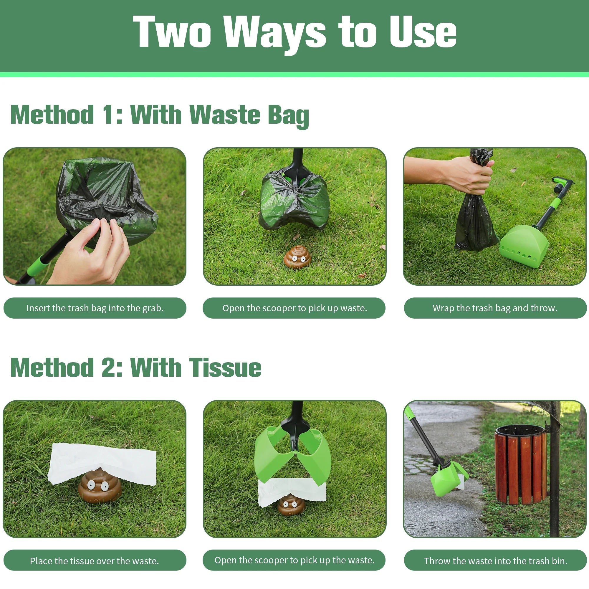 32" Foldable Poop Scooper with Bag and Bag Holder R63381