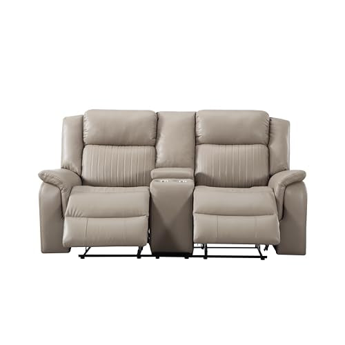 Double Recliner Sofa with Pillow Top Armrest and Storage O663