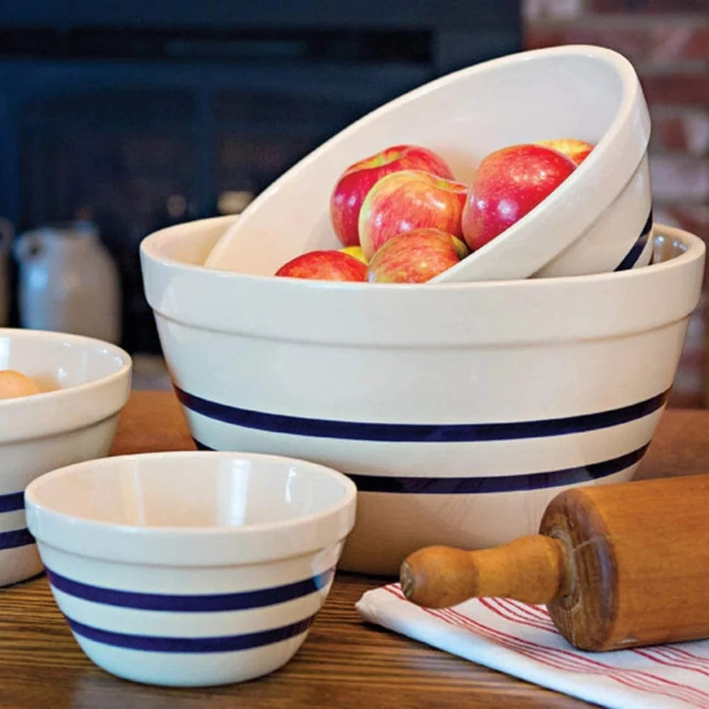 Large Shoulder Bowl with Navy Stripes L577