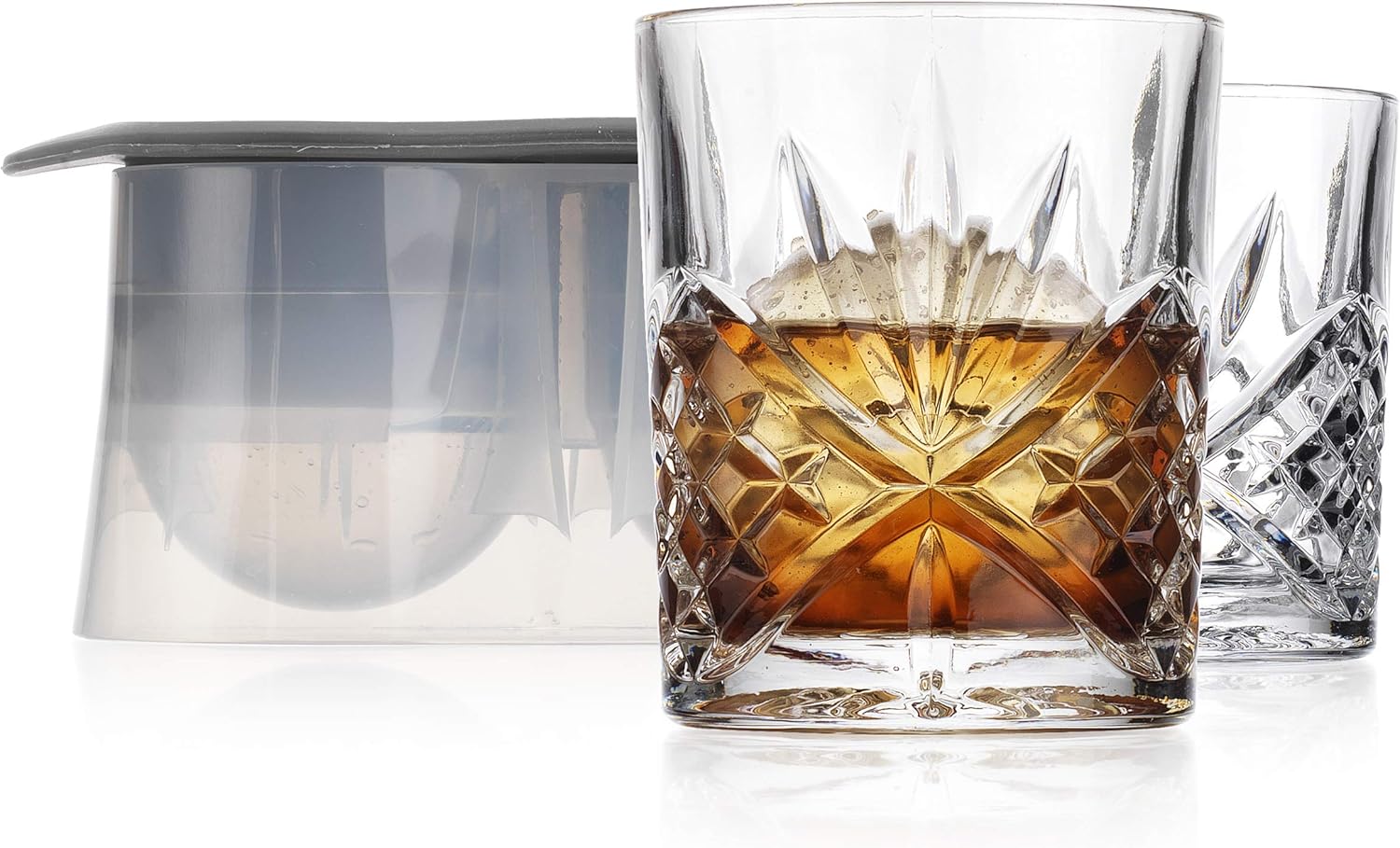 Set of 2 Whiskey Glasses and Ice Ball Sphere Mold S43164