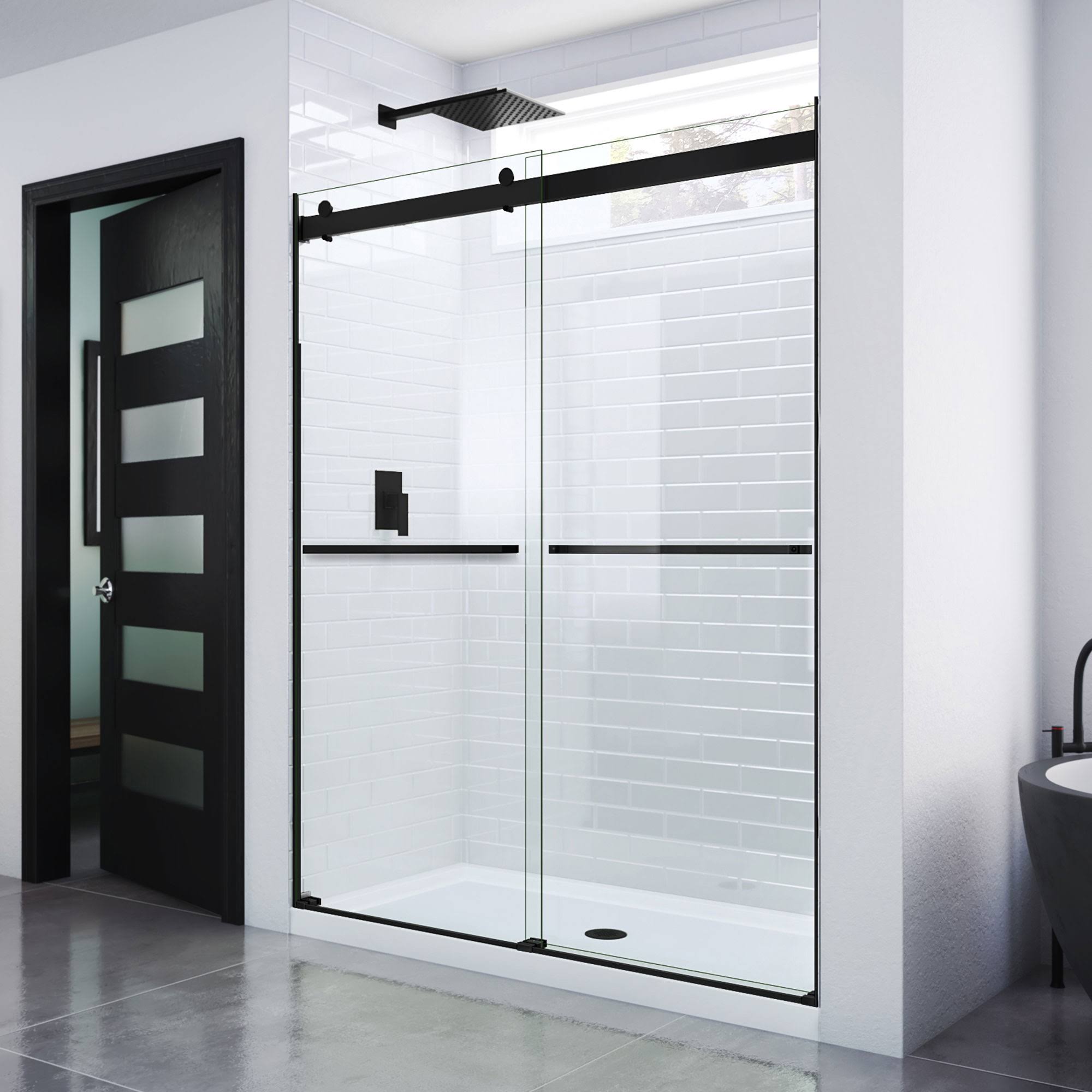 56-60 in. W x 76 in. H Frameless Bypass Shower Door in Satin E121