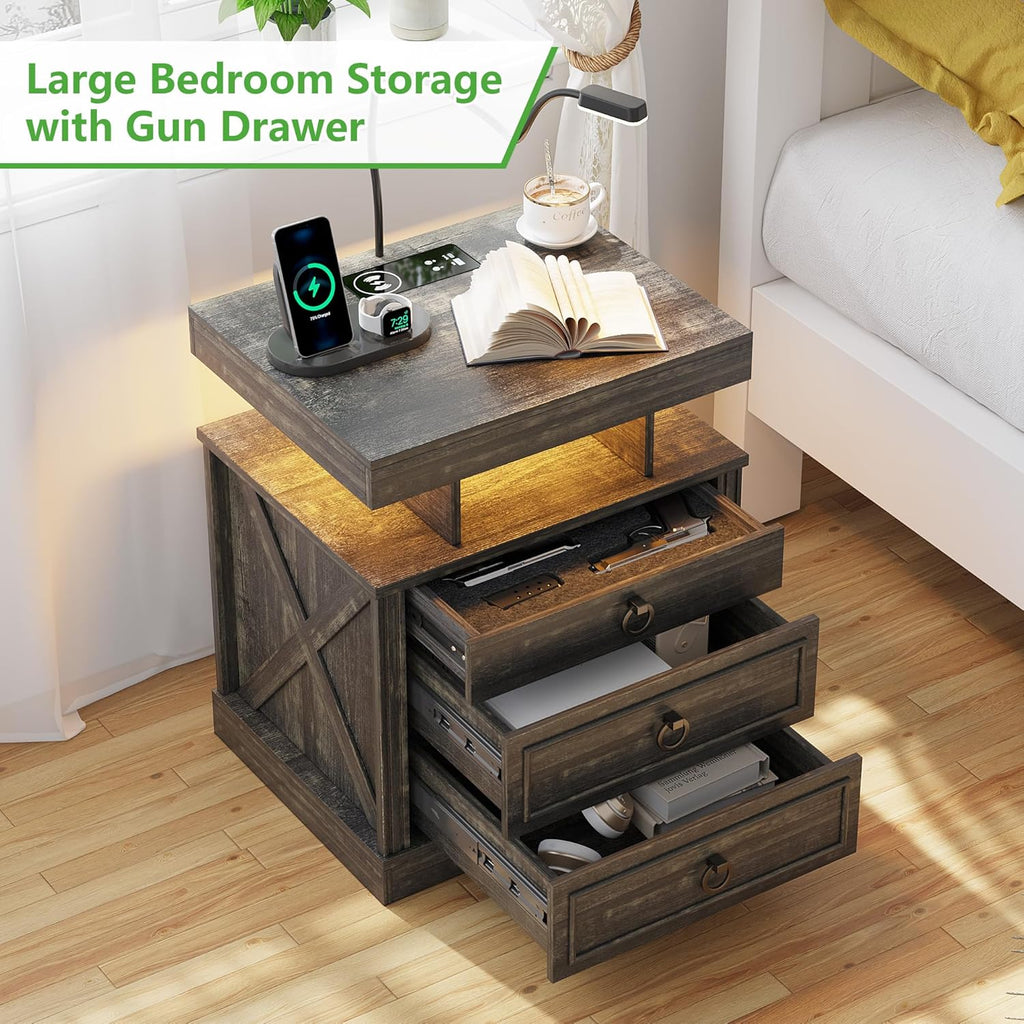 Rustic Brown Nightstand with 2 Drawers C3550