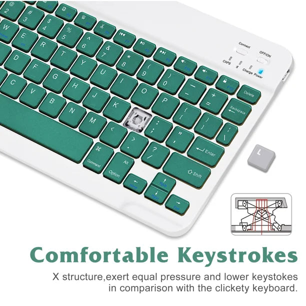 Rechargeable Bluetooth Keyboard and Mouse Combo Ultra Slim Full-Size Ergonomic Mouse - Jade Green Q16317