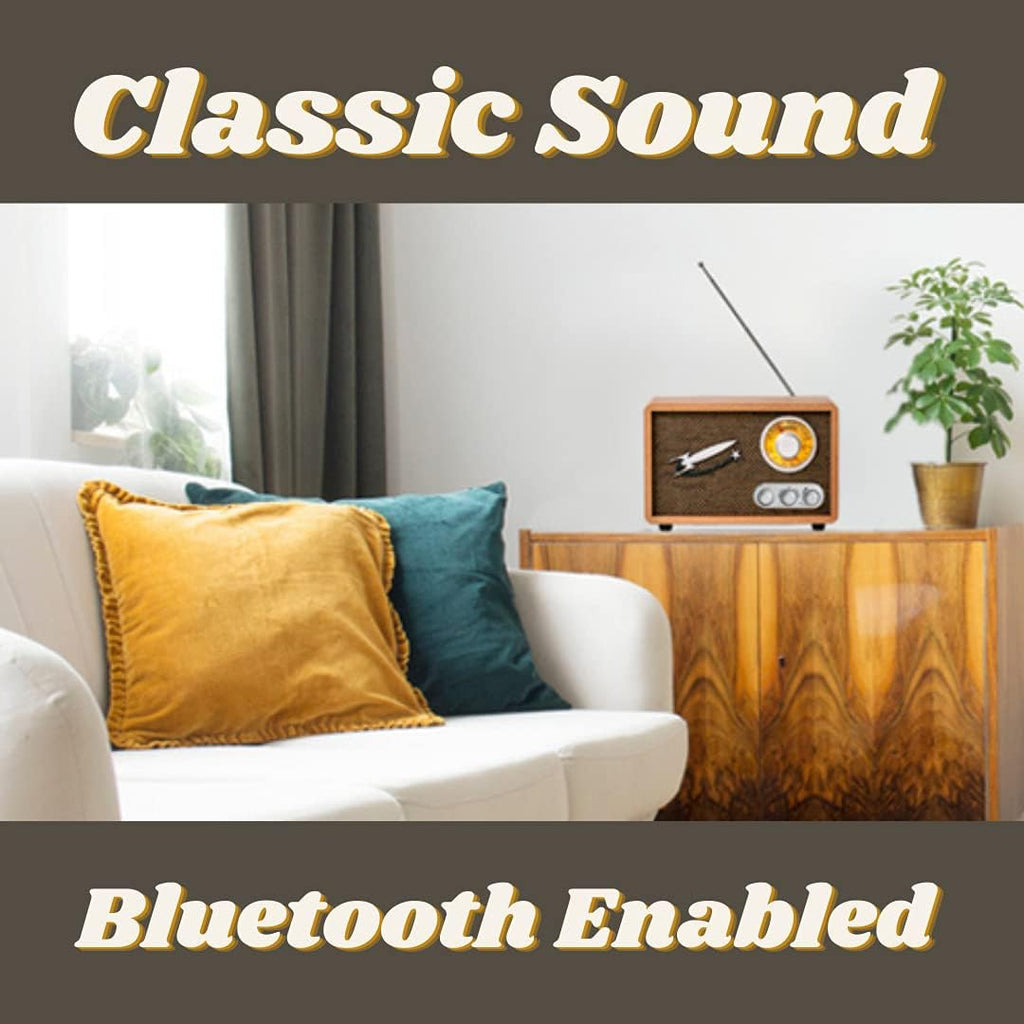 Vintage Wood Radio AM FM with Bluetooth P50012