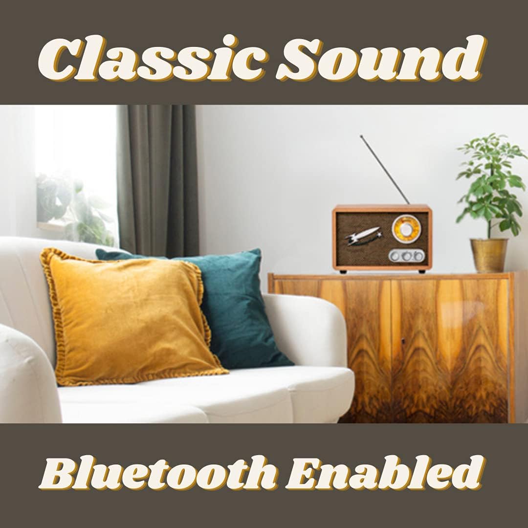 Vintage Wood Radio AM FM with Bluetooth P50012