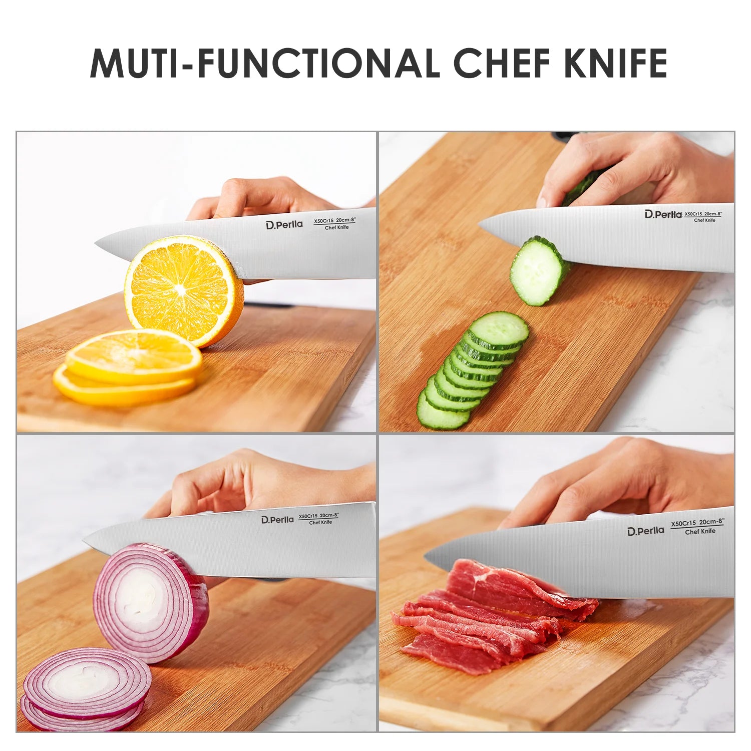 14 Piece High Carbon Stainless Steel Kitchen Knife Set with Acrylic Stand P588