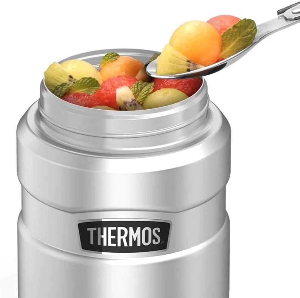 Stainless Steel Food Jar with Folding Spoon, 16oz Y921455