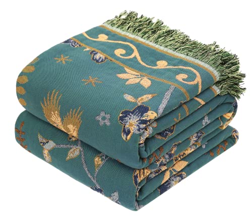 Beige 100% Organic Cotton Large Throw Blanket 80" x 90" D926439