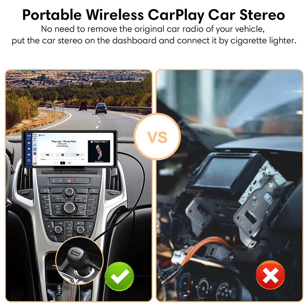 9.3" Portable Car Stereo with 2.5K Dash Cam and 64G SD Card Y2039