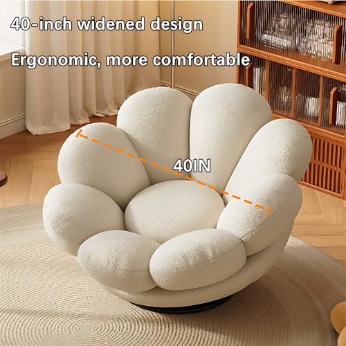 Blue Pumpkin Shape Swivel Lounge Chair with Ottoman V706