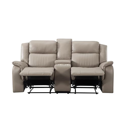 Double Recliner Sofa with Pillow Top Armrest and Storage O663
