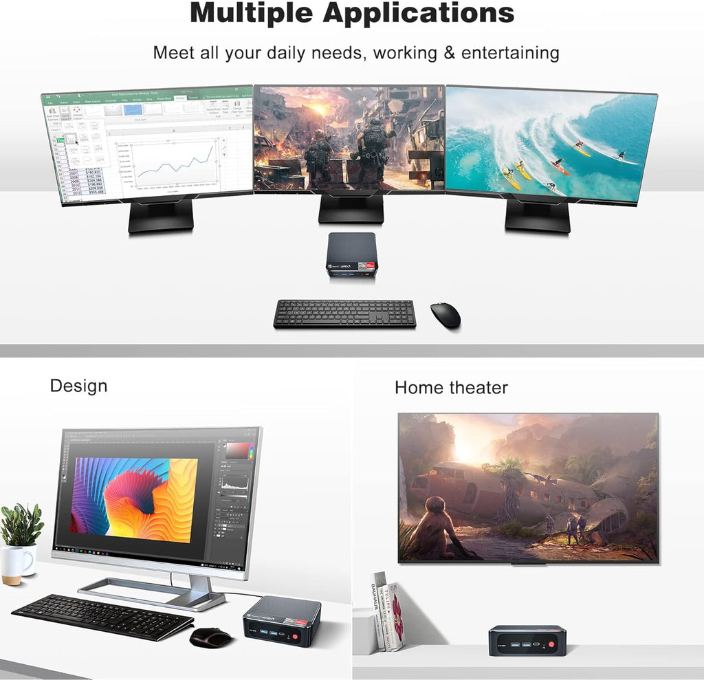 Mini PC Windows 11 Pro AMD Ryzen 7 3750H 8GB 256GB T252