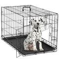 36 Inch Double Door Metal Dog Crate with Divider Panel and Plastic Leak-Proof Pan Tray L39563