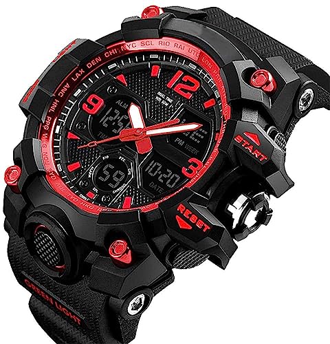 Men's Analog Sports Watch LED Military Digital Watch Electronic Stopwatch Large Dual Dial Time Outdoor Army Wrist Watch Tactical W19917