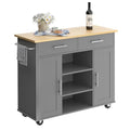 Black Rolling Kitchen Island Cart with Storage O361071