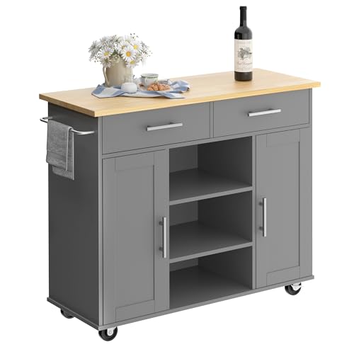 Black Rolling Kitchen Island Cart with Storage O361071