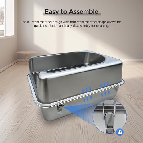 Stainless Steel Enclosed Litter Box with Metal Lid and Scoop S4206
