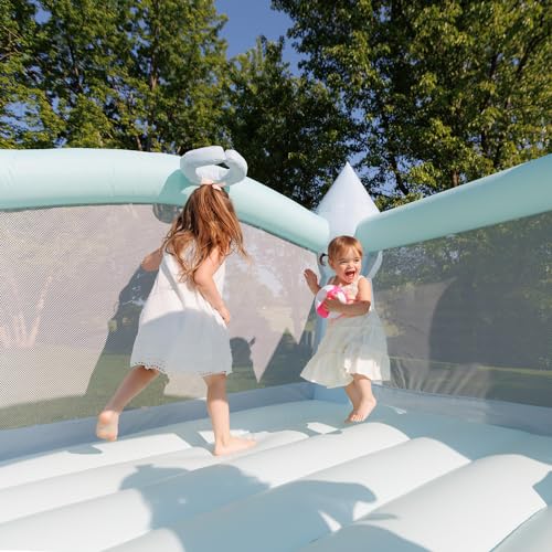 Pastel Bouncy Castle with Slide, 12 ft L x 9 ft W x 7 ft H, UL Blower Included O204