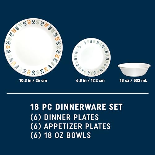 18-PC Dinnerware Set, Service for 6, Glass Plate & Bowl Set W233953