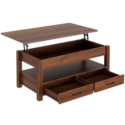 Lift Top Coffee Table with Drawers and Hidden Compartment G712