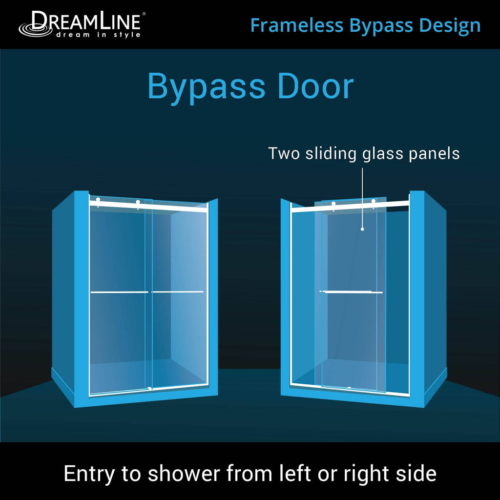 56-60 in. W x 76 in. H Frameless Bypass Shower Door in Satin E121