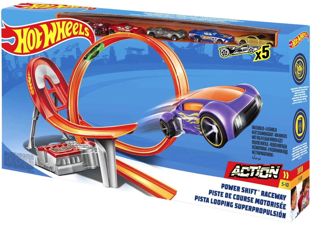 Hot Wheels Motorized Raceway Track Set with 5 Cars R346