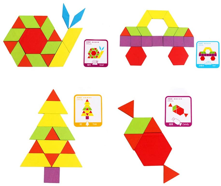 155 Pcs Wooden Geometric Shape Puzzle E68468