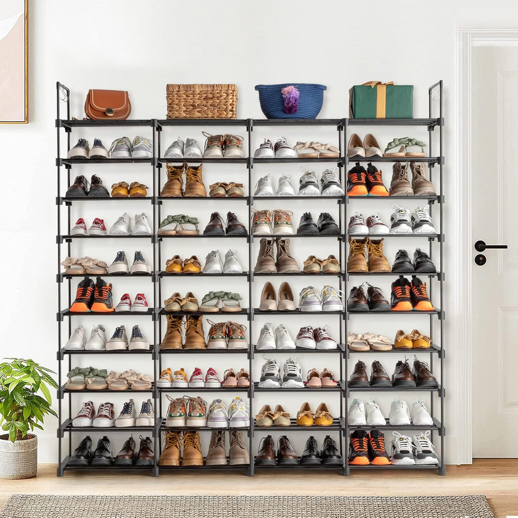Black 80 Pairs Metal Shoe Rack Q2859
