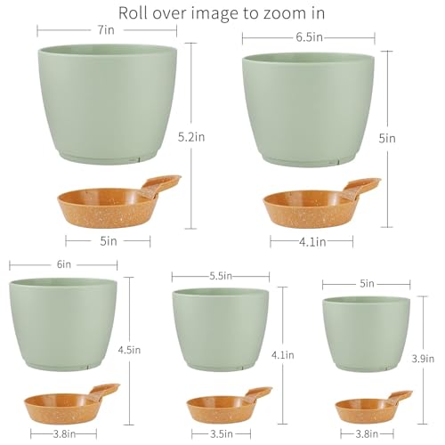 8/7/6.5/6/5.5/5 Inch White Self Watering Plastic Planters U52778
