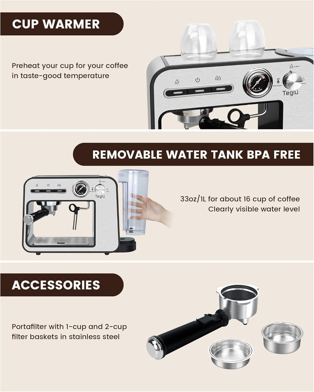 20 Bar Semi-Automatic Espresso Machine with Milk Frother X23032