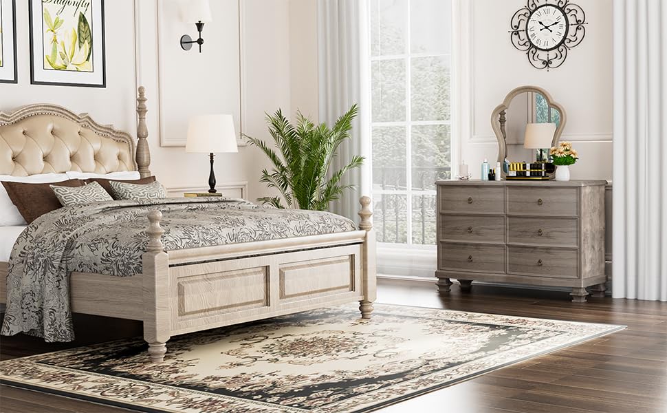 White 6 Drawer Wooden Dresser M164