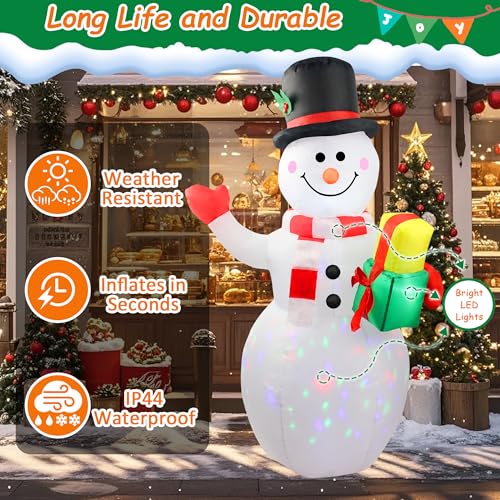 360° Rotating LED Lights 5ft Inflatable Snowman O399415