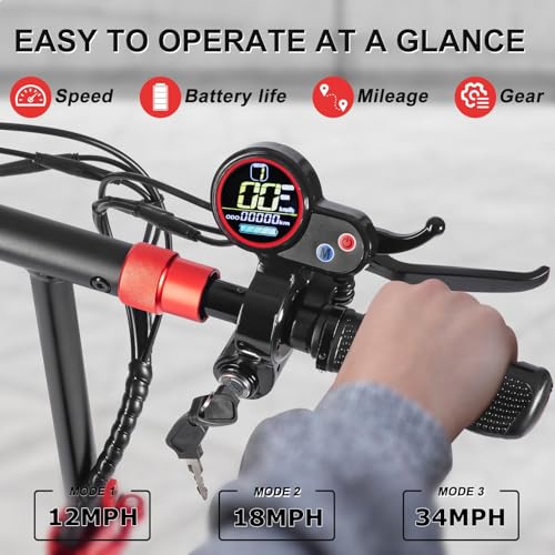 1200W Electric Scooter with Seat 11" Offroad 34MPH Speed 31-35 Miles Range 48V 18Ah Folding E Scooter M762729