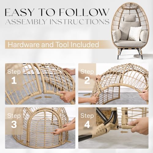 Black Wicker Egg Chair with Cushion D356