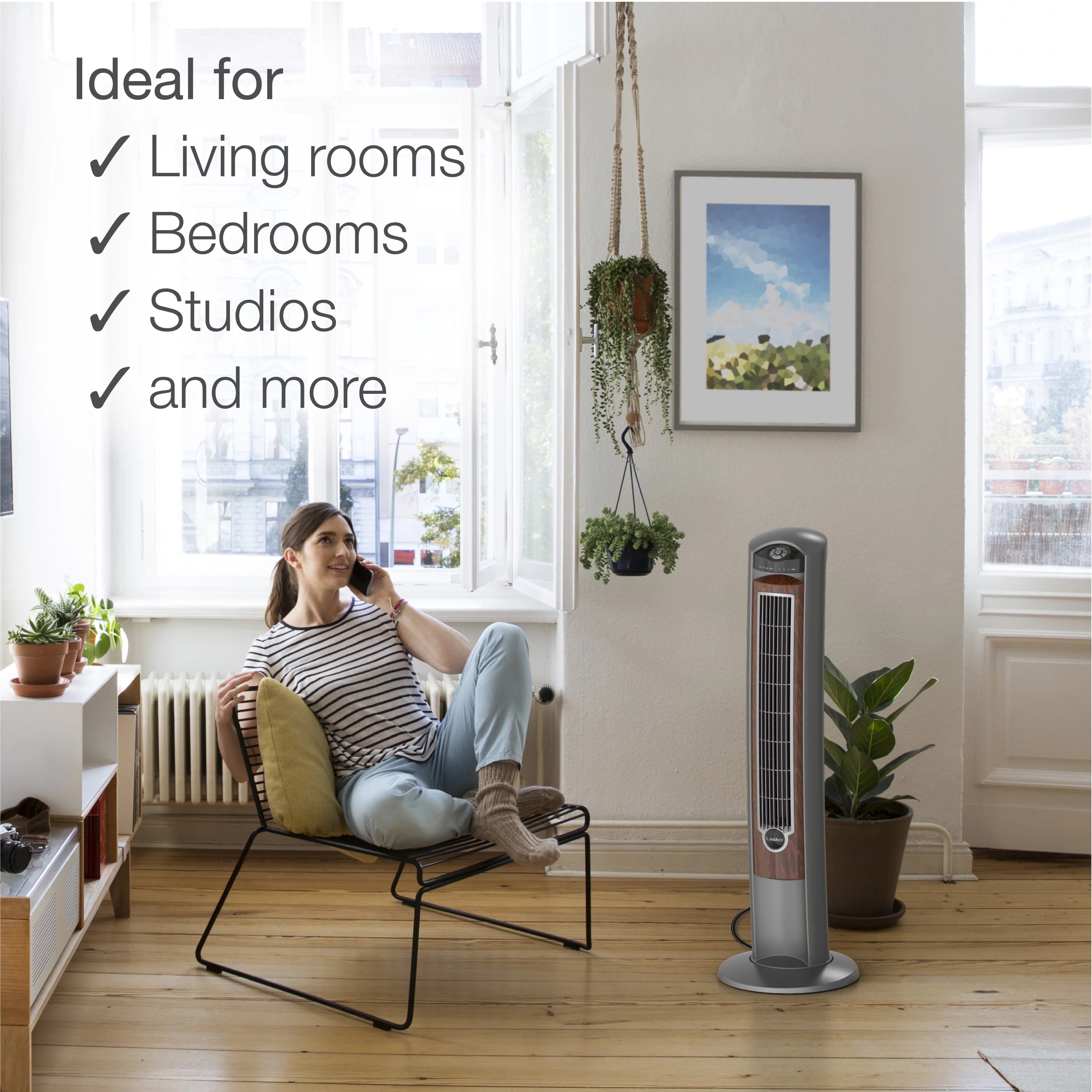 42 Wind Curve Tower Fan with Ionizer, Timer and Remote, Gray B341