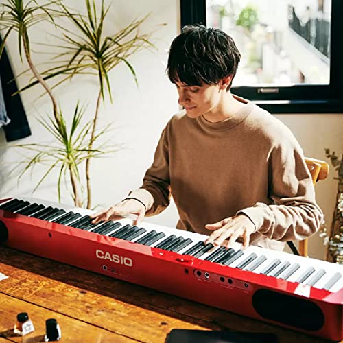 Red Digital Piano Bundle with Furniture Stand, Sustain Pedal, Bench, Instructional Book, DVD, Polishing Cloth X153