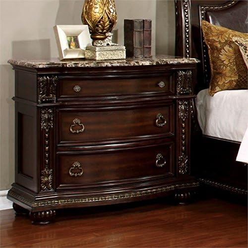 Brown Cherry Wood 3-Drawer Nightstand Y760