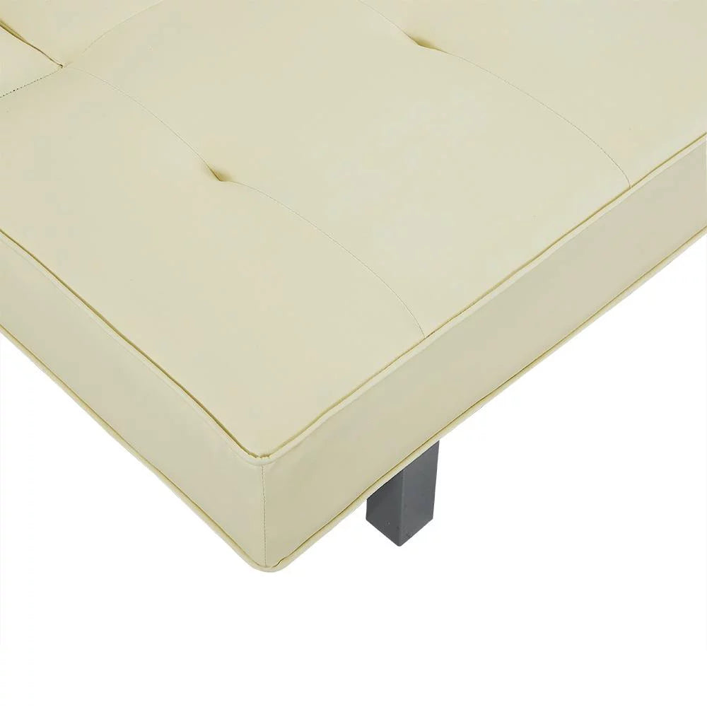 Cream Faux Leather Convertible Futon Sofa E934986