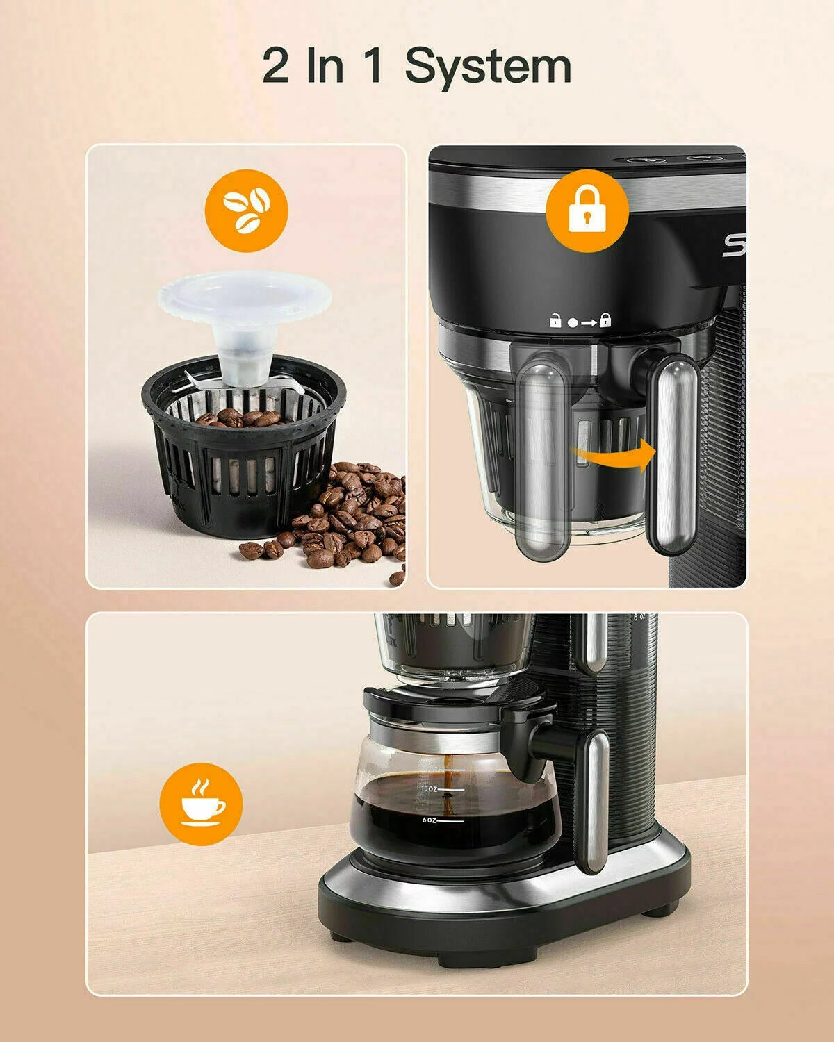 Automatic Coffee Maker & Grinder Single Cup A2997