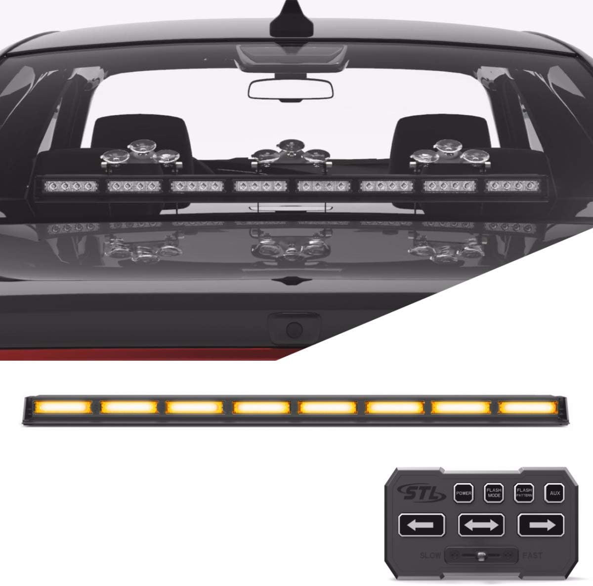 Amber 8 Head LED Traffic Advisor Strobe Light Bar L5375