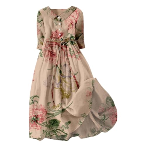 Womens Boho Floral A-Line Lace-Up Flowy Long Dress Z805289