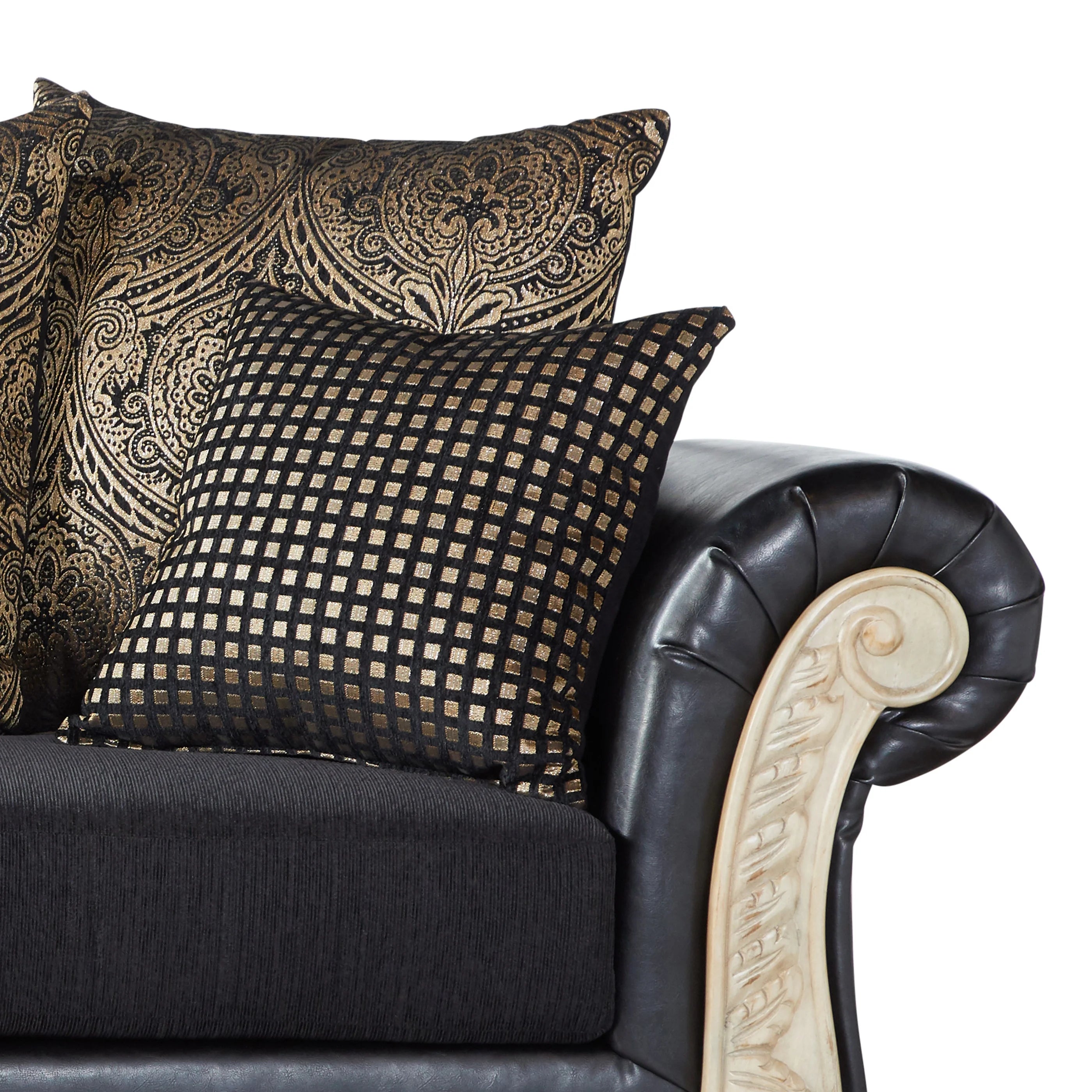 Wood Frame Faux Leather Sofa and Loveseat with 3-Piece Tables Set B853743