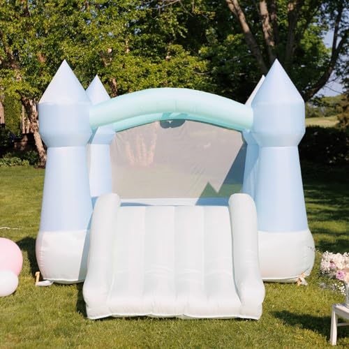 Pastel Bouncy Castle with Slide, 12 ft L x 9 ft W x 7 ft H, UL Blower Included O204