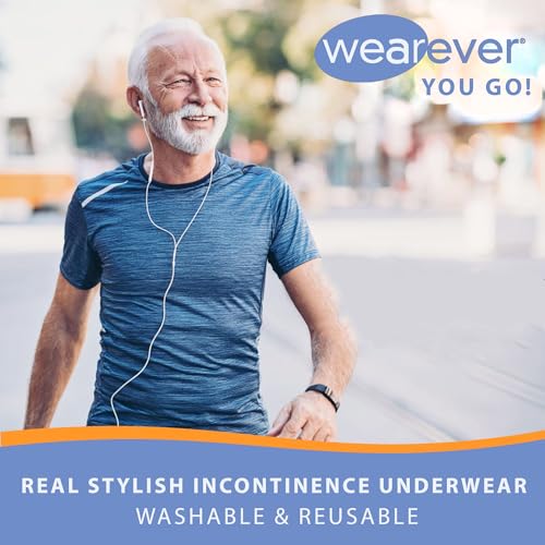 Men’s Incontinence Boxer Brief with Regular Absorbency, Reusable & Washable Leak Proof Underwear (Single Pair) L24196