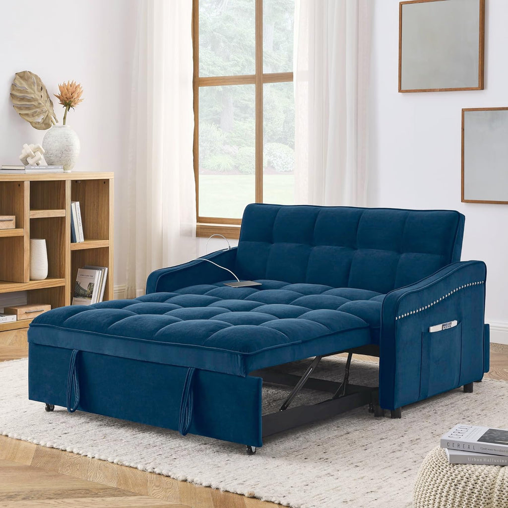 Convertible Sleeper Sofa Couch with Pull Out Bed E4472