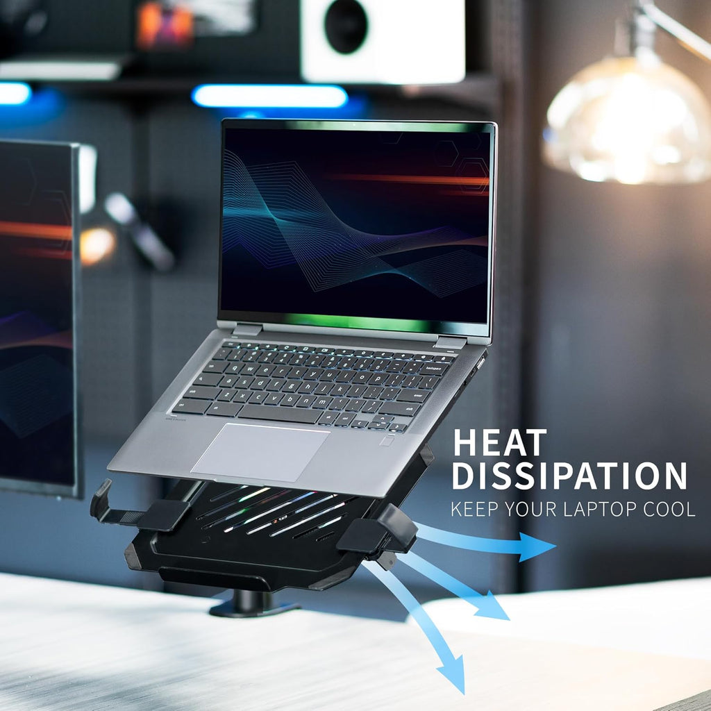 Black Adjustable 12 to 15.6 inch Laptop Desk Mount Stand with RGB Fan Q789592