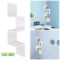 White 3 Tiers Zig Zag Floating Wall Mount Corner Shelf X541