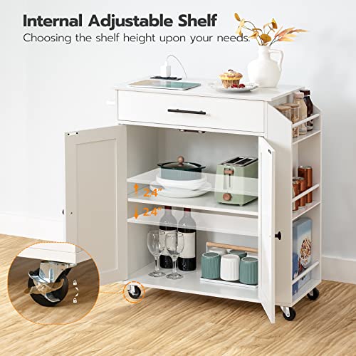 Natural and White Kitchen Island with Power Outlet and Drawer Z16608