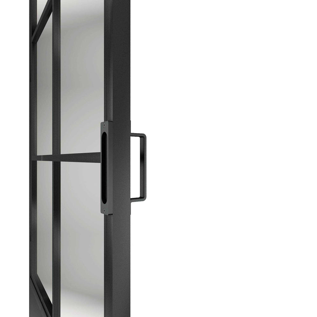 Black Glass Steel Single Barn Door Z47184